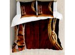 Abakuhaus Copripiumino Western, Cowboy Wilder Sport, Antiacaro, Adatto A Chi Soffre Di Allergie, Con Federe, 200 Cm X 200 Cm - 80 X 80 Cm, Marrone Umbra