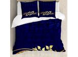 Abakuhaus Copripiumino Floreale, Romantico King Leaves, Antiacaro E Anallergico Con Federe, 155 Cm X 220 Cm - 80 X 80 Cm, Indaco E Viola