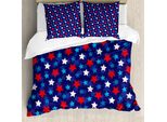 Abakuhaus Copripiumino Blu Navy, Bandiera Americana Con Stelle, Antiacaro, Adatto A Chi Soffre Di Allergie, Con Federe, 200 Cm X 200 Cm - 80 X 80 Cm, Blu Scuro E Bianco
