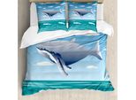 Abakuhaus Copripiumino Wal, Protezione Contro Le Balene, Antiacaro, Adatto A Chi Soffre Di Allergie, Con Federe, 200 Cm X 200 Cm - 80 X 80 Cm, Blu