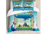 Abakuhaus Copripiumino Wal, Wal-Arcobaleno-Oceano-Arte, Antiacaro Adatto A Chi Soffre Di Allergie Con Federe, 200 Cm X 200 Cm - 80 X 80 Cm, Multicolore