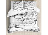 Abakuhaus Copripiumino Wal, Disegnato A Mano, Antiacaro, Adatto A Chi Soffre Di Allergie, Con Federe, 200 Cm X 200 Cm - 80 X 80 Cm, Bianco E Nero