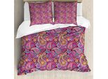 Abakuhaus Copripiumino Paisley, Fiori E Sole, Antiacaro, Adatto A Chi Soffre Di Allergie, Con Federe, 155 Cm X 220 Cm - 80 X 80 Cm, Multicolore