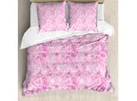 Abakuhaus Copripiumino Paisley, Foglie Paisley, Antiacaro, Adatto A Chi Soffre Di Allergie, Con Federe, 155 Cm X 220 Cm - 80 X 80 Cm, Rosa E Bianco