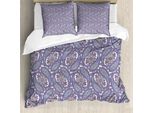 Abakuhaus Copripiumino Paisley, Fiore, Antiacaro, Adatto A Chi Soffre Di Allergie, Con Federe, 200 Cm X 200 Cm - 80 X 80 Cm, Blu E Viola