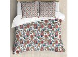 Abakuhaus Copripiumino Paisley, Motivi Con Foglie E Fiori, Antiacaro, Adatto A Chi Soffre Di Allergie, Con Federe, 155 Cm X 220 Cm - 80 X 80 Cm, Multicolore