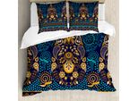 Abakuhaus Copripiumino Paisley, Fiori E Pois, Antiacaro, Adatto A Chi Soffre Di Allergie, Con Federe, 200 Cm X 200 Cm - 80 X 80 Cm, Blue Earth Giallo