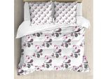Abakuhaus Copripiumino Paisley, Motivi Astratti Ivy, Antiacaro, Adatto A Chi Soffre Di Allergie, Con Federe, 155 Cm X 220 Cm - 80 X 80 Cm, Rosa-Grigio E Nero