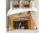 Abakuhaus Set Copripiumino Africano Per Letti Matrimoniali, Native Ethnic Lady, Antiacaro, Adatto A Chi Soffre Di Allergie, Con Federe, Multicolore