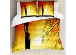 Abakuhaus Copripiumino Africano, Lady In Sunset Safari, Antiacaro, Adatto A Chi Soffre Di Allergie, Con Federe, 155 Cm X 220 Cm - 80 X 80 Cm, Nero Arancione