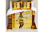 Abakuhaus Set Copripiumino Afro Per Letti Matrimoniali, Stile Etnico Tribale, Antiacaro, Adatto A Chi Soffre Di Allergie, Con Federe, Multicolore
