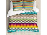 Abakuhaus Set Copripiumino Africano Per Letti Matrimoniali, Motivo Tribale Etnico, Antiacaro, Adatto A Chi Soffre Di Allergie, Con Federe, Multicolore