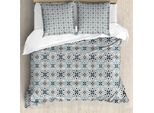 Abakuhaus Copripiumino Geometrico, Petals, Antiacaro, Adatto A Chi Soffre Di Allergie, Con Federe, 155 Cm X 220 Cm - 80 X 80 Cm, Grigio Chiaro Blu