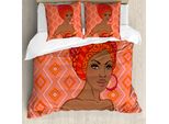 Abakuhaus Copripiumino Africano, Ragazza Zulu, Antiacaro, Adatto A Chi Soffre Di Allergie, Con Federe, 200 Cm X 200 Cm - 80 X 80 Cm, Scarlet Umber