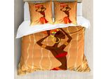 Abakuhaus Set Copripiumino Afro Per Letti Matrimoniali, Arte Rituale Tribale Vintage, Antiacaro, Adatto A Chi Soffre Di Allergie, Con Federe, Arancione Ambra