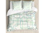 Abakuhaus Set Copripiumino Geometrico Per Letti Matrimoniali, Design Futuristico, Antiacaro, Adatto A Chi Soffre Di Allergie, Con Federe, Blu Reale E Verde Menta