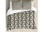 Abakuhaus Copripiumino Geometrico, Linee Triangolari, Antiacaro, Adatto A Chi Soffre Di Allergie, Con Federe, 155 Cm X 220 Cm - 80 X 80 Cm, Senape E Nero