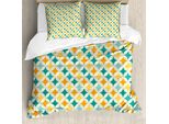Abakuhaus Copripiumino Geometrico, Cerchio Astratto Cube, Antiacaro, Adatto A Chi Soffre Di Allergie, Con Federe, 200 Cm X 200 Cm - 80 X 80 Cm, Giallo E Blu