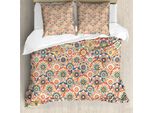 Abakuhaus Copripiumino Geometrico, Motivo Floreale Vecchio Annuncio, Antiacaro Adatto A Chi Soffre Di Allergie Con Federe, 200 Cm X 200 Cm - 80 X 80 Cm, Multicolore