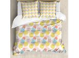 Abakuhaus Set Copripiumino Geometrico Per Letti Matrimoniali, Motivi In Stile Memphis, Antiacaro, Adatto A Chi Soffre Di Allergie, Con Federe, Multicolore