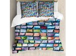 Abakuhaus Copripiumino Geometrico, Pareti Colorate Mosaico, Antiacaro, Adatto A Chi Soffre Di Allergie, Con Federe, 200 Cm X 200 Cm - 80 X 80 Cm, Multicolore