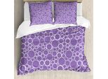 Abakuhaus Copripiumino Mauve, Cerchi Frattali Astratti, Antiacaro, Adatto A Chi Soffre Di Allergie, Con Federe, 155 Cm X 220 Cm - 80 X 80 Cm, Viola Bianco