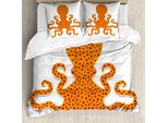 Abakuhaus Copripiumino Krake, Octopus Meer Mosters, Antiacaro, Adatto A Chi Soffre Di Allergie, Con Federe, 200 Cm X 200 Cm - 80 X 80 Cm, Arancione