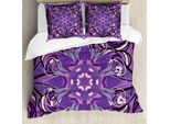 Abakuhaus Copripiumino Color Malva, Motivo Mandala Mehndi, Antiacaro, Adatto A Chi Soffre Di Allergie, Con Federe, 200 Cm X 200 Cm - 80 X 80 Cm, Lavanda Viola Bianco
