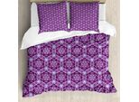 Abakuhaus Set Copripiumino Trippy Per Letti Matrimoniali, Stile Mosaico Astratto, Antiacaro, Adatto A Chi Soffre Di Allergie, Con Federe, Viola Scuro E Viola