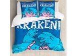Abakuhaus Copripiumino Krake, Parole Motivazionali Kraken, Antiacaro, Adatto A Chi Soffre Di Allergie, Con Federe, 200 Cm X 200 Cm - 80 X 80 Cm, Rosa Blu Reale