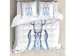 Abakuhaus Set Copripiumino Per Letto Matrimoniale, Design Nautico Marino, Antiacaro, Adatto A Chi Soffre Di Allergie, Con Federe, Blu