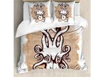 Abakuhaus Copripiumino Krake, Mostro Kraken, Antiacaro, Adatto A Chi Soffre Di Allergie, Con Federe, 200 Cm X 200 Cm - 80 X 80 Cm, Bianco Tan
