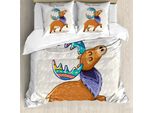 Abakuhaus Copripiumino Elch, Bunte Fun Boho Deer, Antiacaro, Adatto A Chi Soffre Di Allergie, Con Federe, 155 Cm X 220 Cm - 80 X 80 Cm, Multicolore
