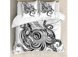 Abakuhaus Copripiumino Krake, Animali Polpi Mare, Antiacaro Adatto A Chi Soffre Di Allergie Con Federe, 200 Cm X 200 Cm - 80 X 80 Cm, Grigio