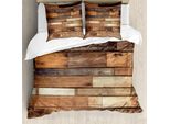 Abakuhaus Set Copripiumino In Legno Per Letti Matrimoniali, Motivo Rustico A Tavole Di Legno, Antiacaro, Adatto A Chi Soffre Di Allergie, Con Federe, Bianco Multicolore