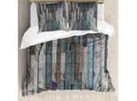 Abakuhaus Copripiumino Rustico, Blu, Grigio, Grunge Planks, Antiacaro, Adatto A Chi Soffre Di Allergie, Con Federe, 200 Cm X 200 Cm - 80 X 80 Cm, Grigio Blu