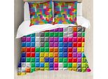 Abakuhaus Videogiochi Copripiumino, Blocchi Colorati Arte, Antiacaro Adatto A Chi Soffre Di Allergie Con Federe, 155 Cm X 220 Cm - 80 X 80 Cm, Multicolore