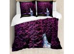 Abakuhaus Copripiumino Lavanda, Alberi Viola Sul Lago, Antiacaro, Adatto A Chi Soffre Di Allergie, Con Federe, 155 Cm X 220 Cm - 80 X 80 Cm, Viola