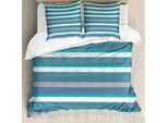 Abakuhaus Copripiumino A Righe, Motivo Turchese Verde Acqua, Antiacaro, Adatto A Chi Soffre Di Allergie, Con Federe, 155 Cm X 220 Cm - 80 X 80 Cm, Verde Acqua Bianco