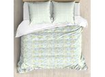 Abakuhaus Copripiumino Con Motivi Floreali, Rami Di Edera E Fiori, Antiacaro E Anallergico, Con Federe, 155 Cm X 220 Cm - 80 X 80 Cm, Bianco, Grigio, Giallo, Verde