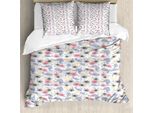 Abakuhaus Copripiumino Paisley, Motivo Floreale Selvatico, Antiacaro E Anallergico, Con Federe, 200 Cm X 200 Cm - 80 X 80 Cm, Giallo Bianco Grigio