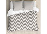 Abakuhaus Copripiumino Angolare, Grigio E Bianco A Zig Zag, Antiacaro, Adatto A Chi Soffre Di Allergie, Con Federe, 200 Cm X 200 Cm - 80 X 80 Cm, Taupe Caldo Bianco