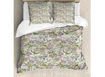 Abakuhaus Copripiumino Paisley, Stile Vintage Floreale, Antiacaro, Adatto A Chi Soffre Di Allergie, Con Federe, 200 Cm X 200 Cm - 80 X 80 Cm, Viola, Bianco, Verde