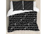 Abakuhaus Copripiuma Musicale, Stampa Con Note Musicali, Antiacaro, Adatto A Chi Soffre Di Allergie, Con Federe, 155 Cm X 220 Cm - 80 X 80 Cm, Bianco E Nero