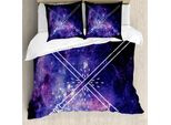 Abakuhaus Galaxis Copripiumino, Fantasia Spaziale, Antiacaro, Adatto A Chi Soffre Di Allergie, Con Federe, 155 Cm X 220 Cm - 80 X 80 Cm, Viola Nero