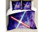 Abakuhaus Galaxis Copripiumino, Tema, Antiacaro, Adatto A Chi Soffre Di Allergie, Con Federe, 155 Cm X 220 Cm - 80 X 80 Cm, Viola, Blu E Nero