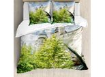 Abakuhaus Copripiumino Magier, Hexerei Castle Japan, Antiacaro, Adatto A Chi Soffre Di Allergie, Con Federe, 155 Cm X 220 Cm - 80 X 80 Cm, Verde Blu Beige