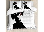 Copripiuma Abakuhaus Retro, Romantici Ballerini, Antiacaro, Adatto A Chi Soffre Di Allergie, Con Federe, 200 Cm X 200 Cm - 80 X 80 Cm, Bianco Nero