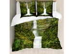 Abakuhaus Copripiumino Hobbit, Cascata Oregon Bridge, Antiacaro, Adatto A Chi Soffre Di Allergie, Con Federe, 155 Cm X 220 Cm - 80 X 80 Cm, Verde