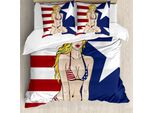 Abakuhaus Usa Copripiumino, Blonde Usa Beauty, Antiacaro, Adatto A Chi Soffre Di Allergie, Con Federe, 155 Cm X 220 Cm - 80 X 80 Cm, Multicolore